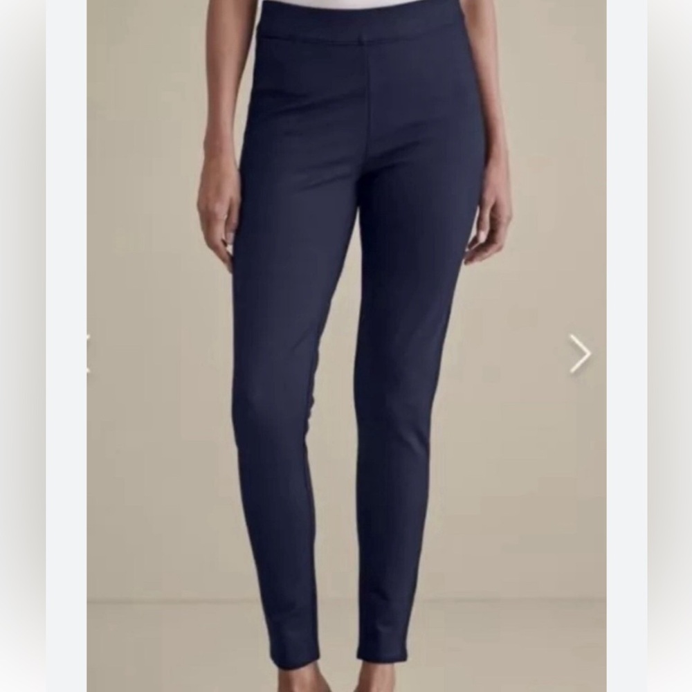 SOFT SURROUNDINGS Essential Ponte Knit Pants Navy Pull On Leggings Size S (6/8)